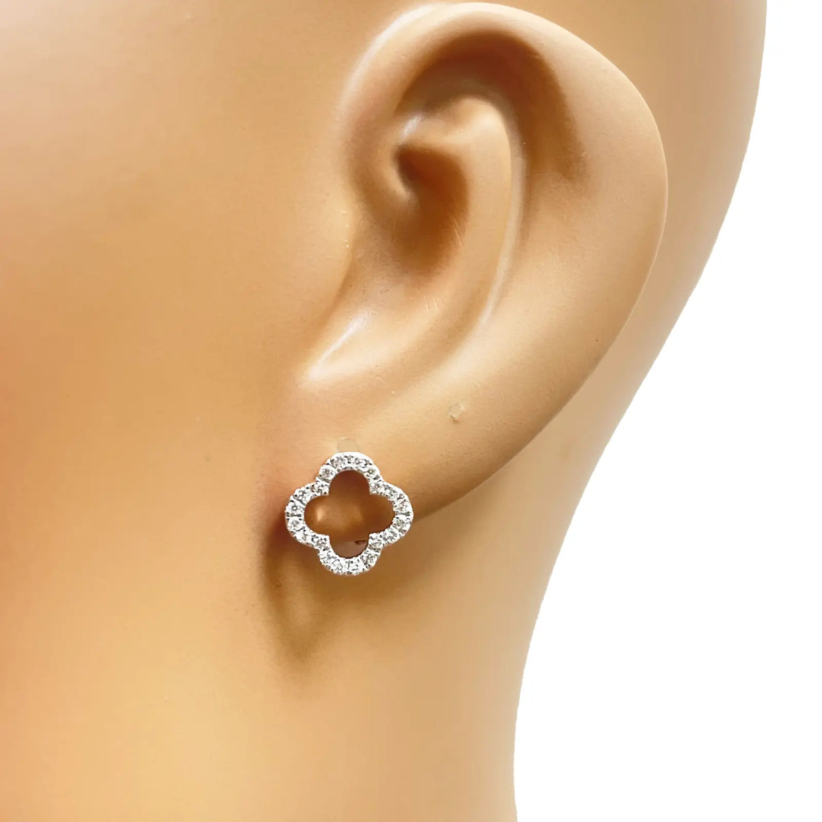 14ct Rose Gold Diamond Clover Cluster Stud Earrings 0.29ct