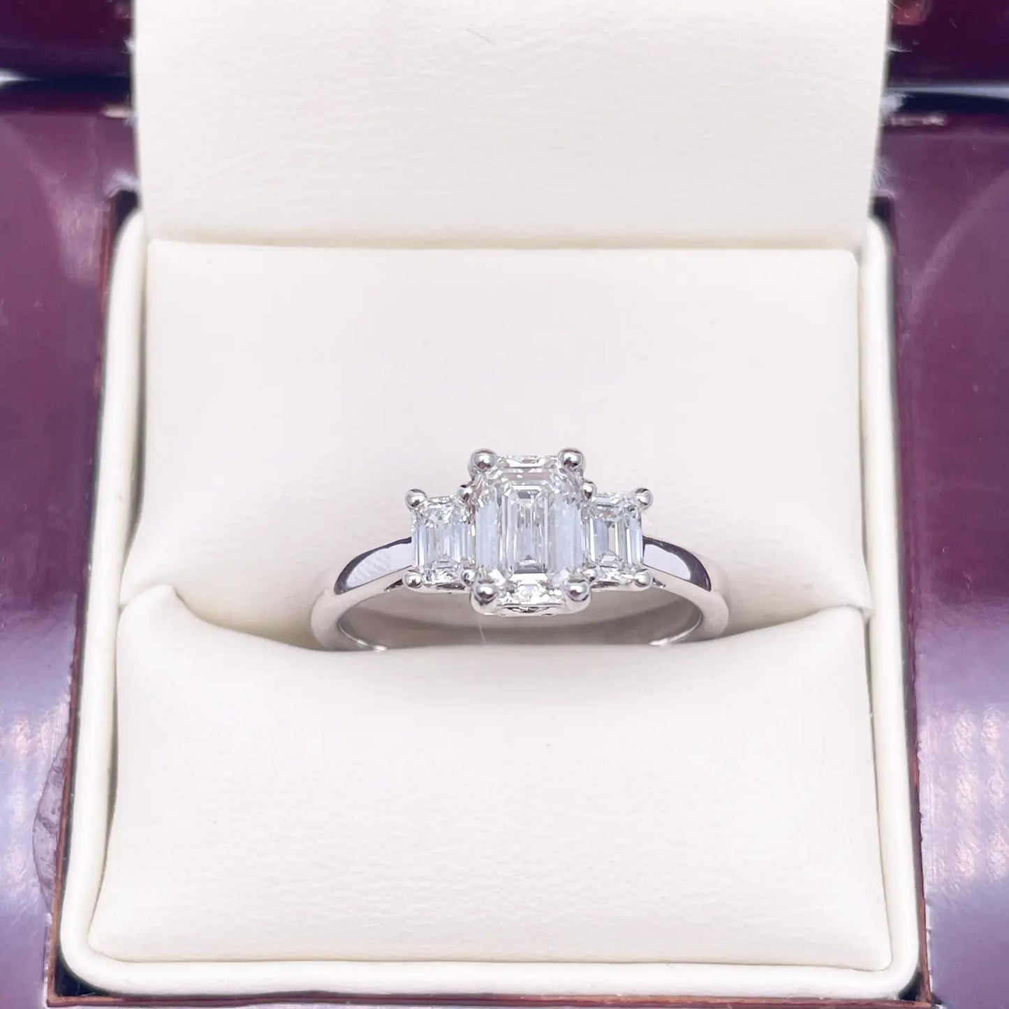 14ct Yellow/White Gold LabGrown Diamond 1.40ct Emerald Cut 3-Stone Ring IGI Cert