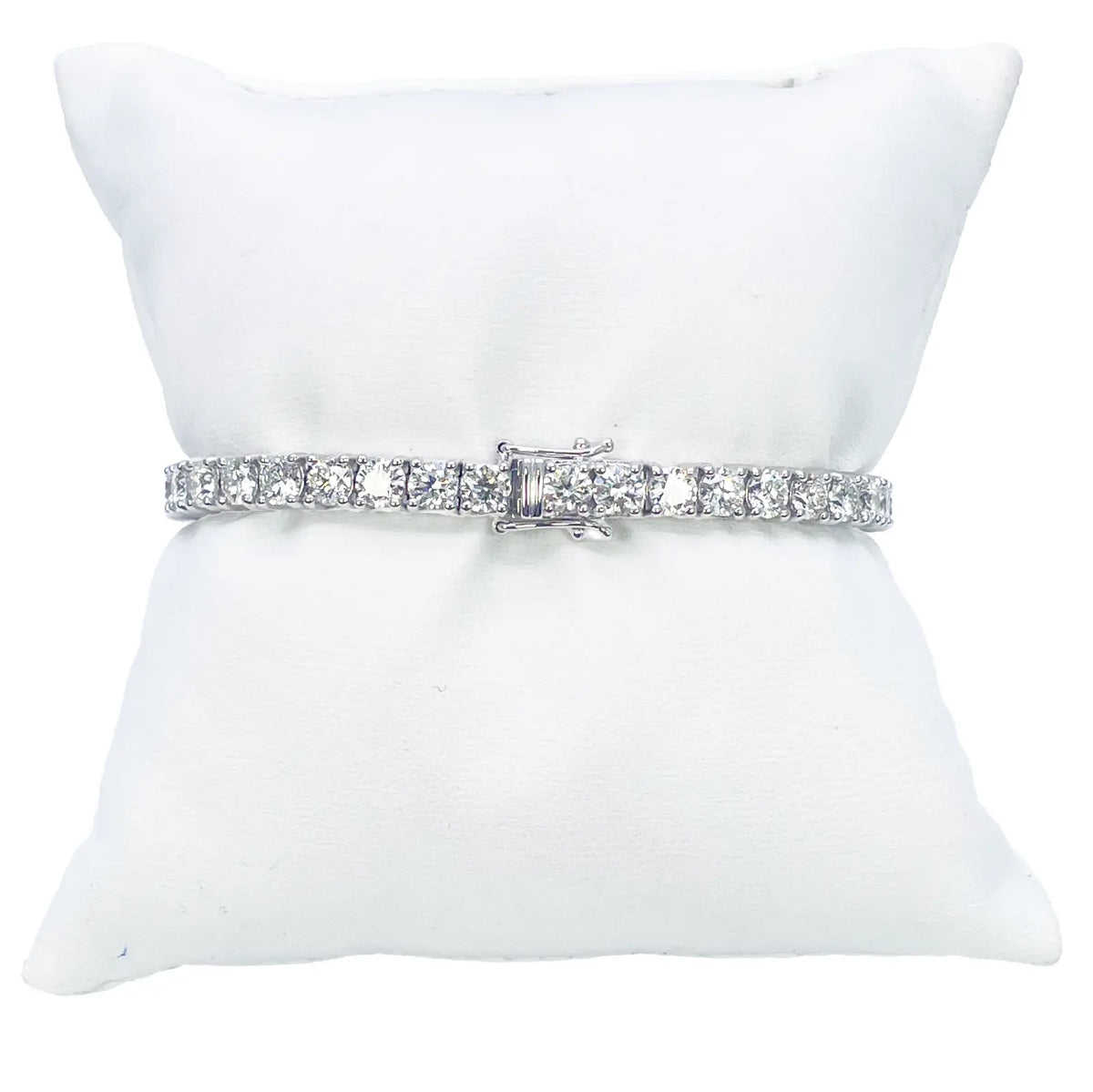 18ct White Gold Natural Diamond 4-Claw Tennis Bracelet 10.72ct 7 Diamond Bracelets