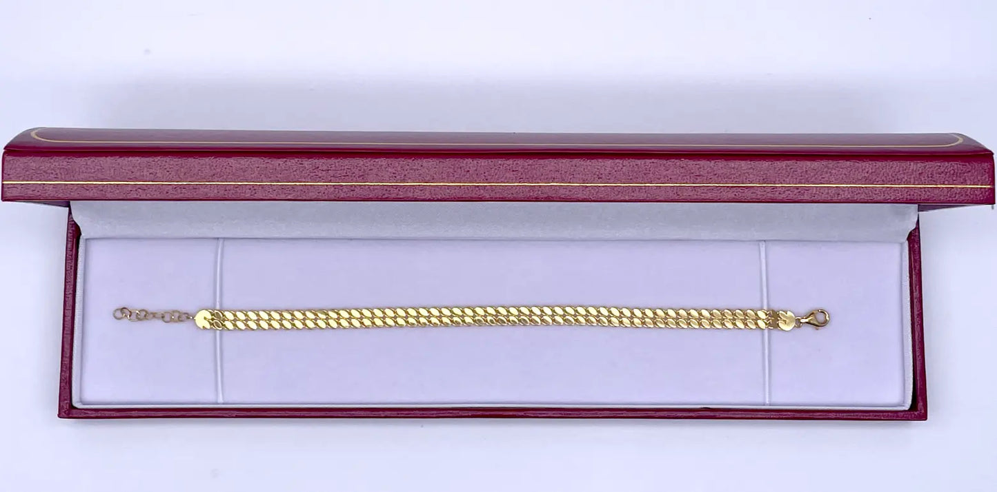 22ct Yellow Gold Double Row Flat High Polished Bracelet 7'' inches 5mm