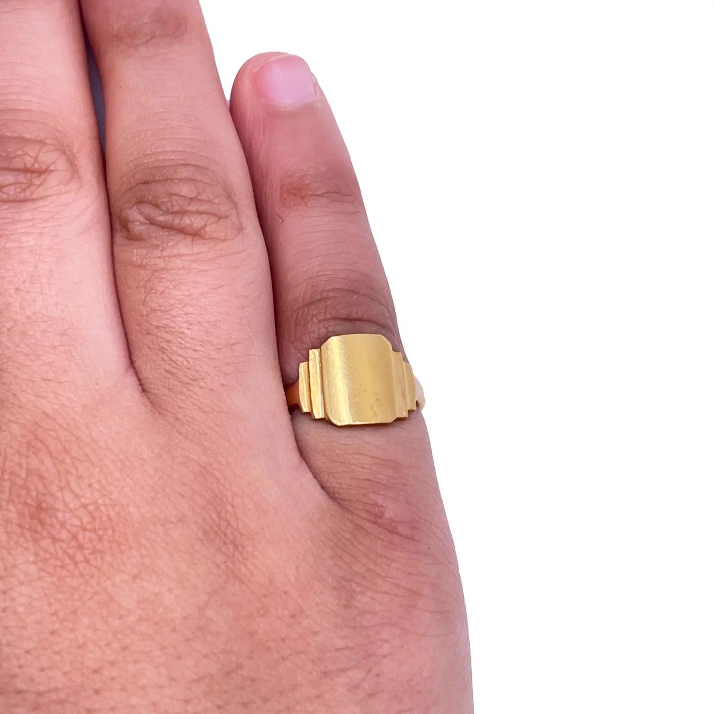 22ct Yellow Gold High Polished Children's Signet Ring 9.0mm