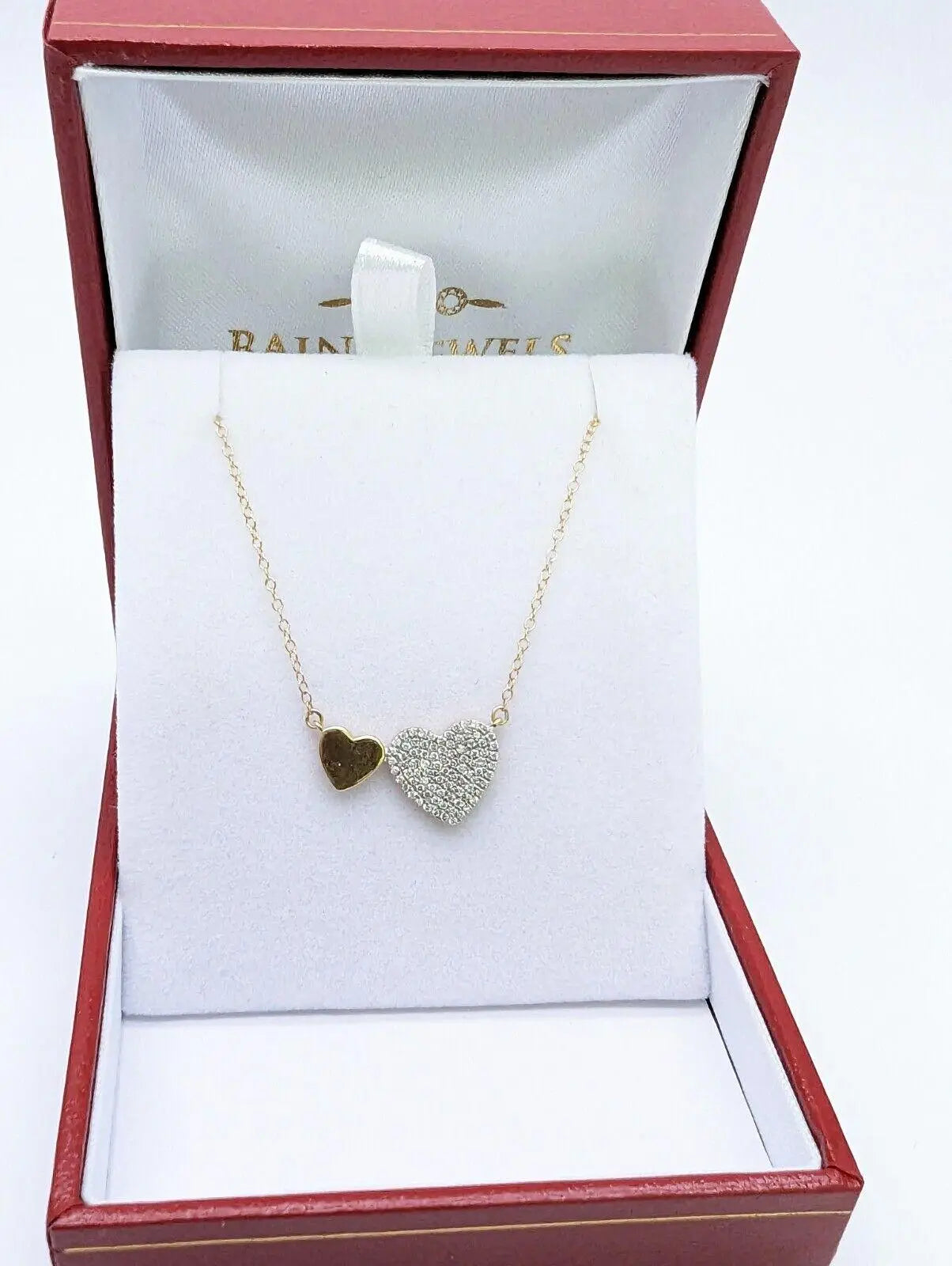 9ct / 9K Yellow Gold & Natural Diamonds Heart Pendant with 9ct Chain 0.25ct
