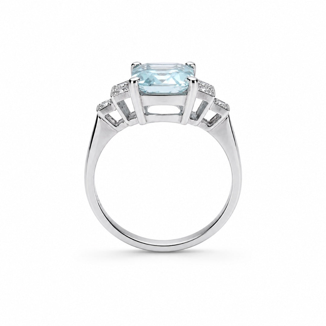 Vintage Design Aquamarine & Diamond Ring 0.35cts Pre-Owned Excellent Condition