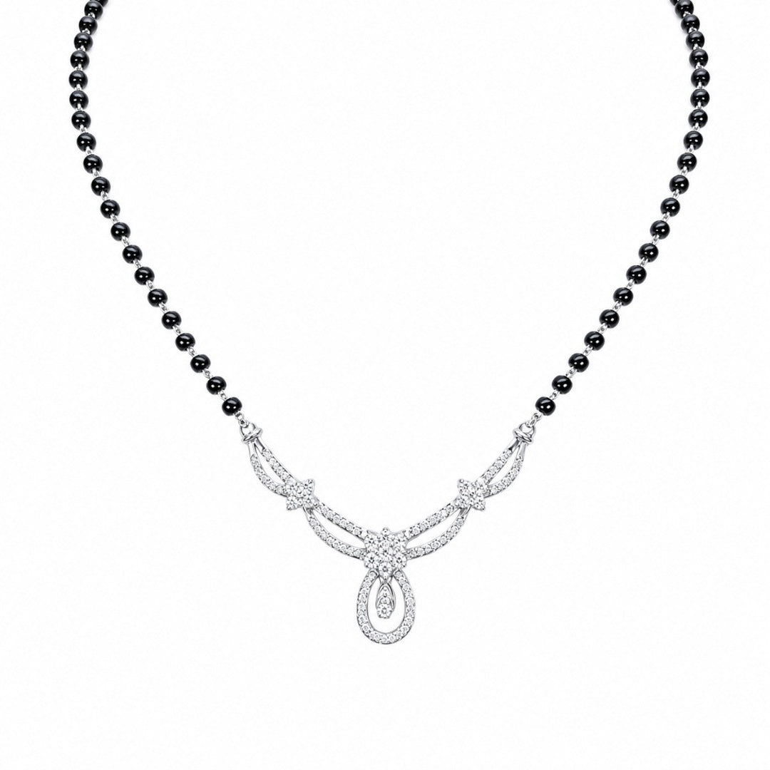18K White Gold & Diamond Cluster Mangalsutra Necklace 0.57 carat SI G/H