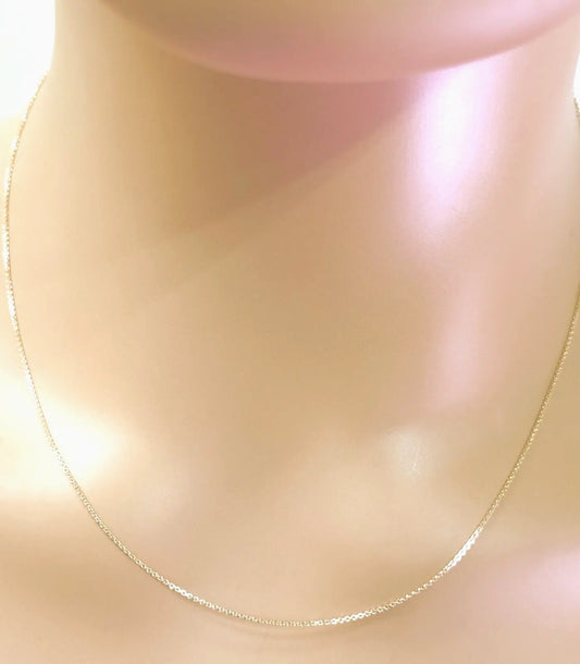14K / 14ct Yellow Gold Diamond Cut Chain Necklace 18 inch Hallmarked 