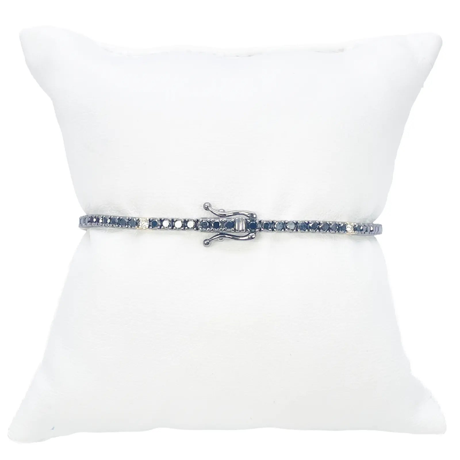 14ct Gold Black Diamond 4-Claw Tennis Bracelet 2.78ct 7 Inches & 2.5 mm Width  Diamond Bracelets