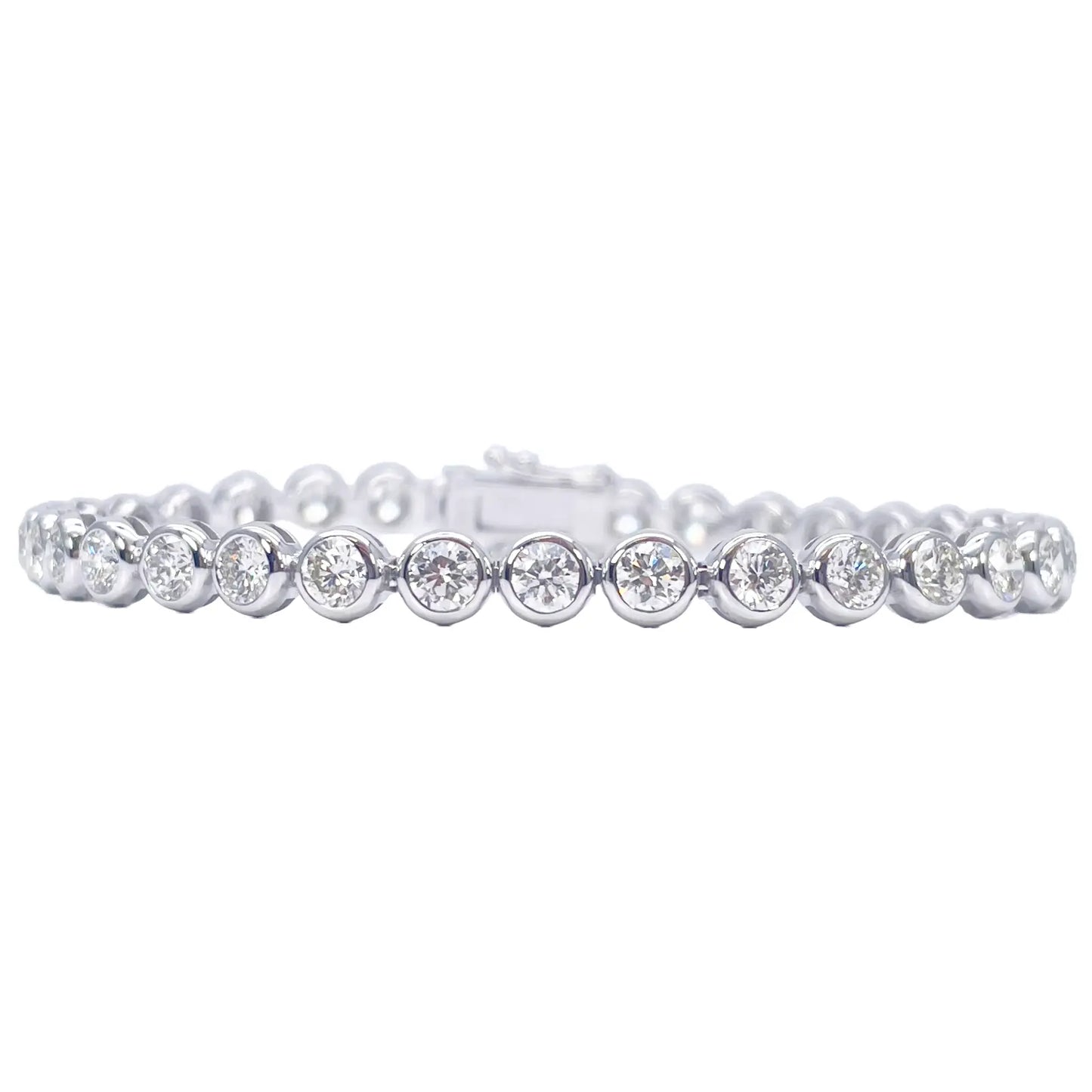 14ct White Gold Natural Diamond Bezel Tennis Bracelet 3.95ct 7 inches  Diamond Bracelets