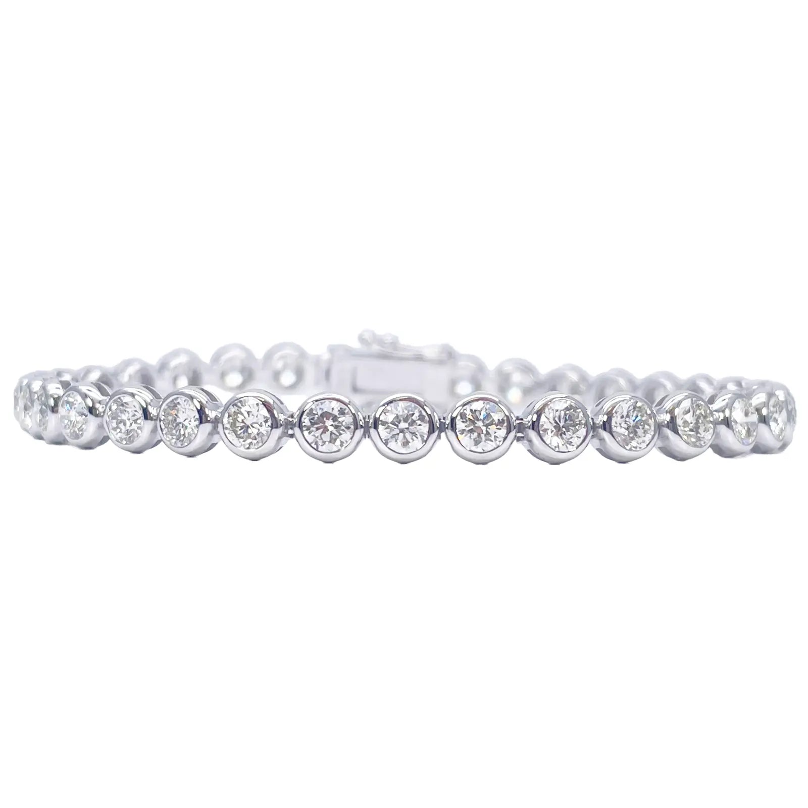 14ct White Gold Natural Diamond Bezel Tennis Bracelet 3.95ct 7 inches  Diamond Bracelets