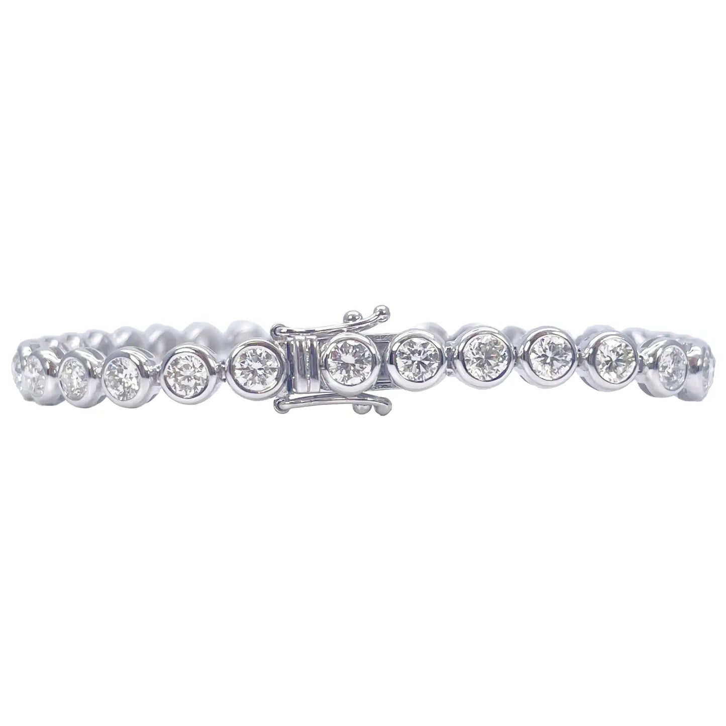 14ct White Gold Natural Diamond Bezel Tennis Bracelet 3.95ct 7 inches  Diamond Bracelets