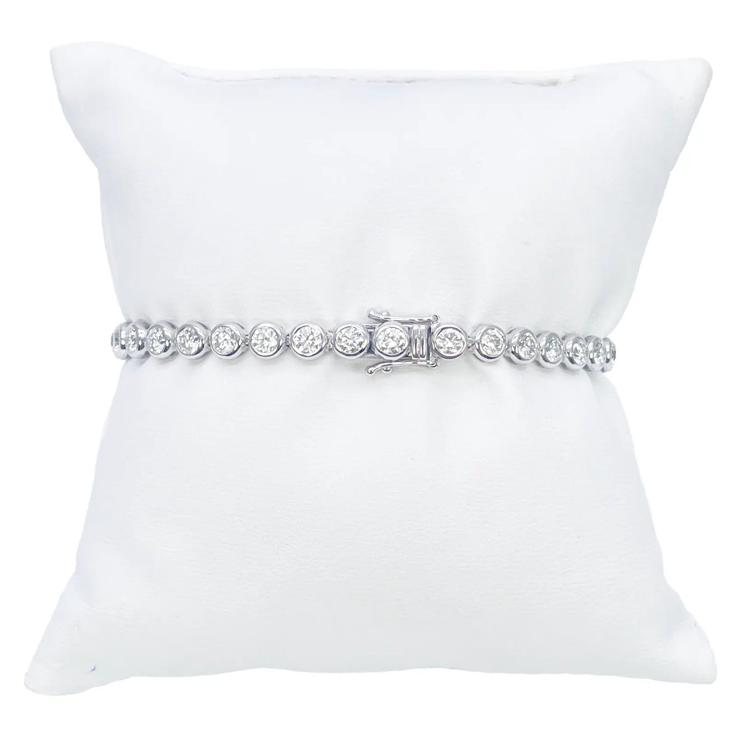 14ct White Gold Natural Diamond Bezel Tennis Bracelet 3.95ct 7 inches  Diamond Bracelets