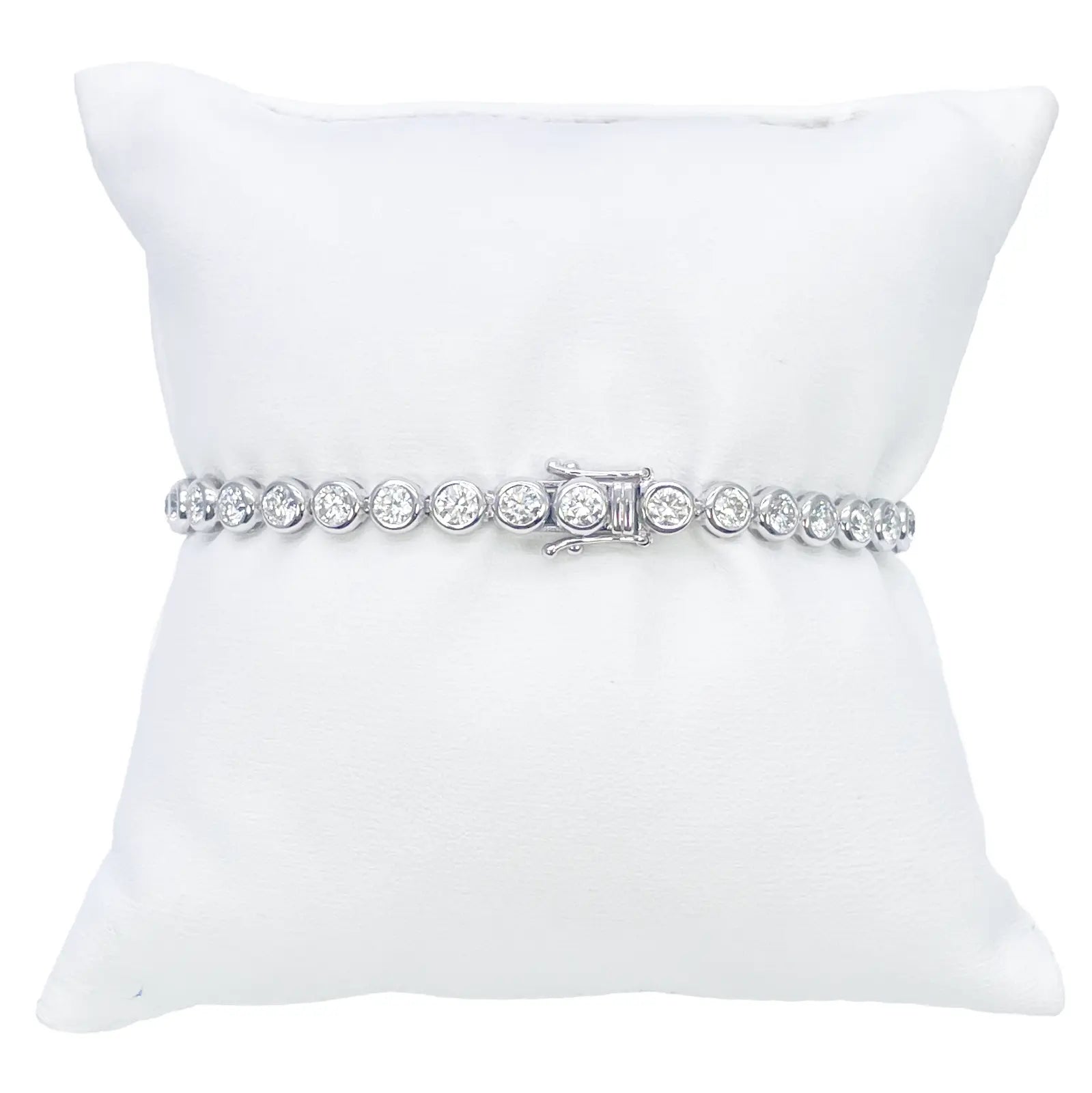 14ct White Gold Natural Diamond Bezel Tennis Bracelet 5.54ct 7inches  Diamond Bracelets