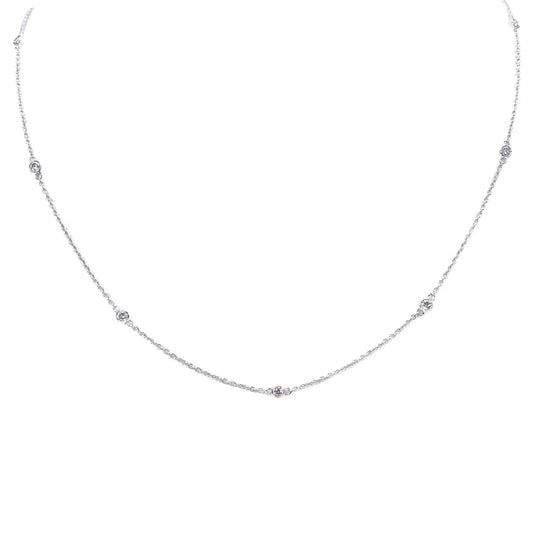 18ct White Gold Diamond Bezel By Yard Necklace 0.51ct 24''inches 