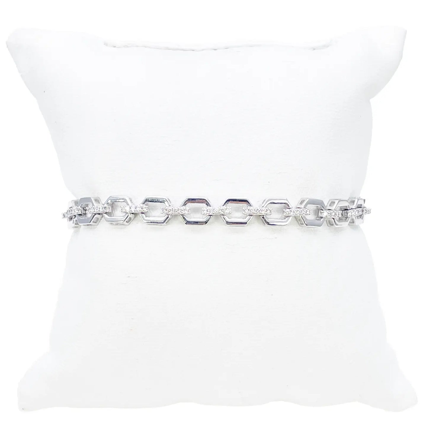18ct White Gold Diamond Geometric Ladies Bracelet 0.70ct 7.5 Inches  Diamond Bracelets