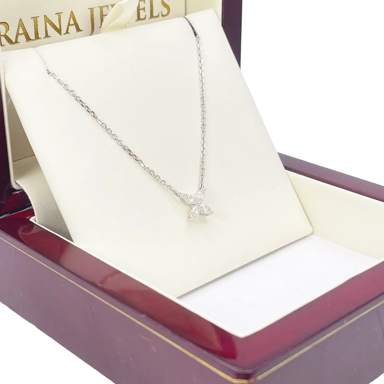 18ct White Gold Marquise Diamond Four-Leaf Flower Pendant Necklace ? 0.40ct  Diamond Necklace
