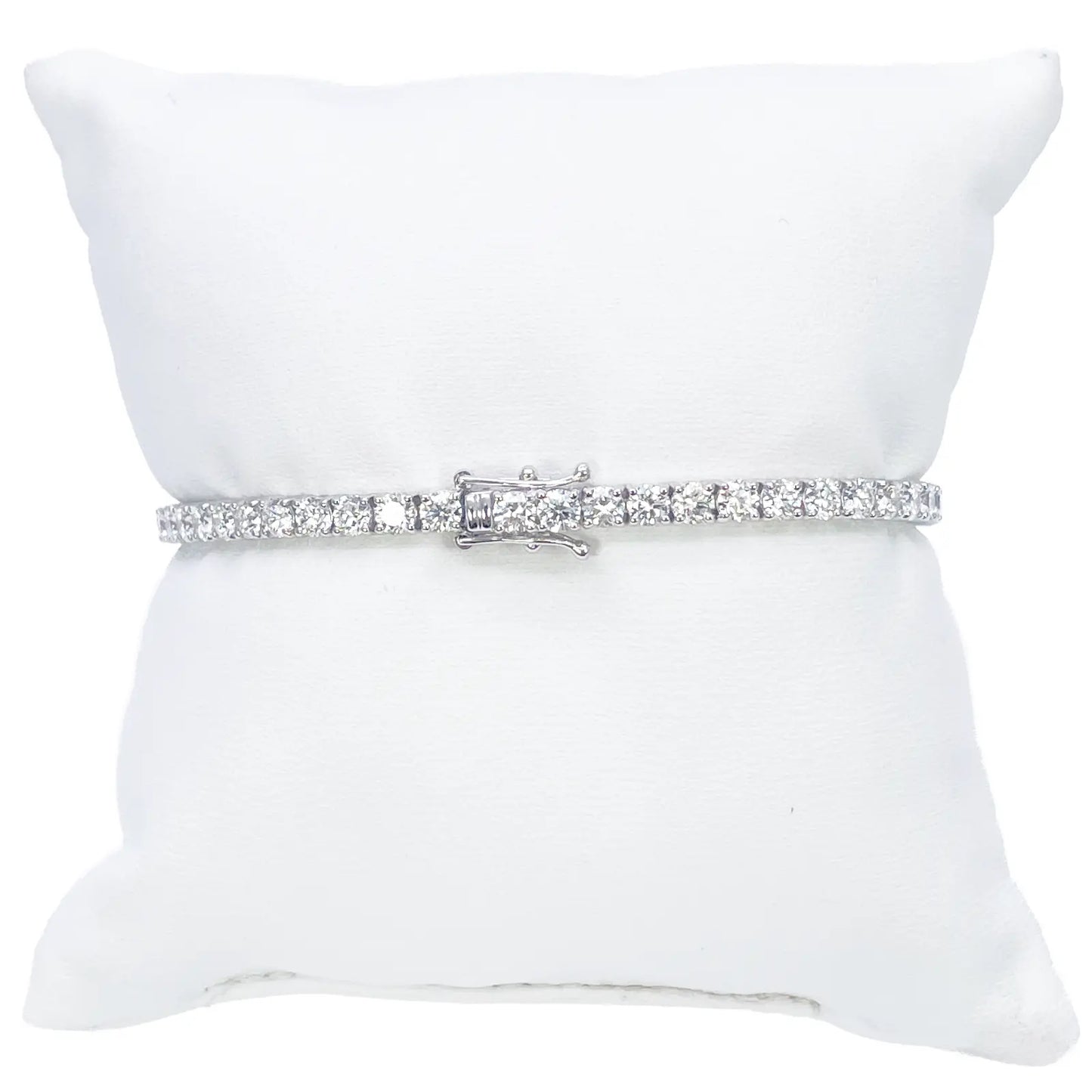 18ct White Gold Natural Diamond 4-Claw Tennis Bracelet 7.03ct 7inches  Diamond Bracelets