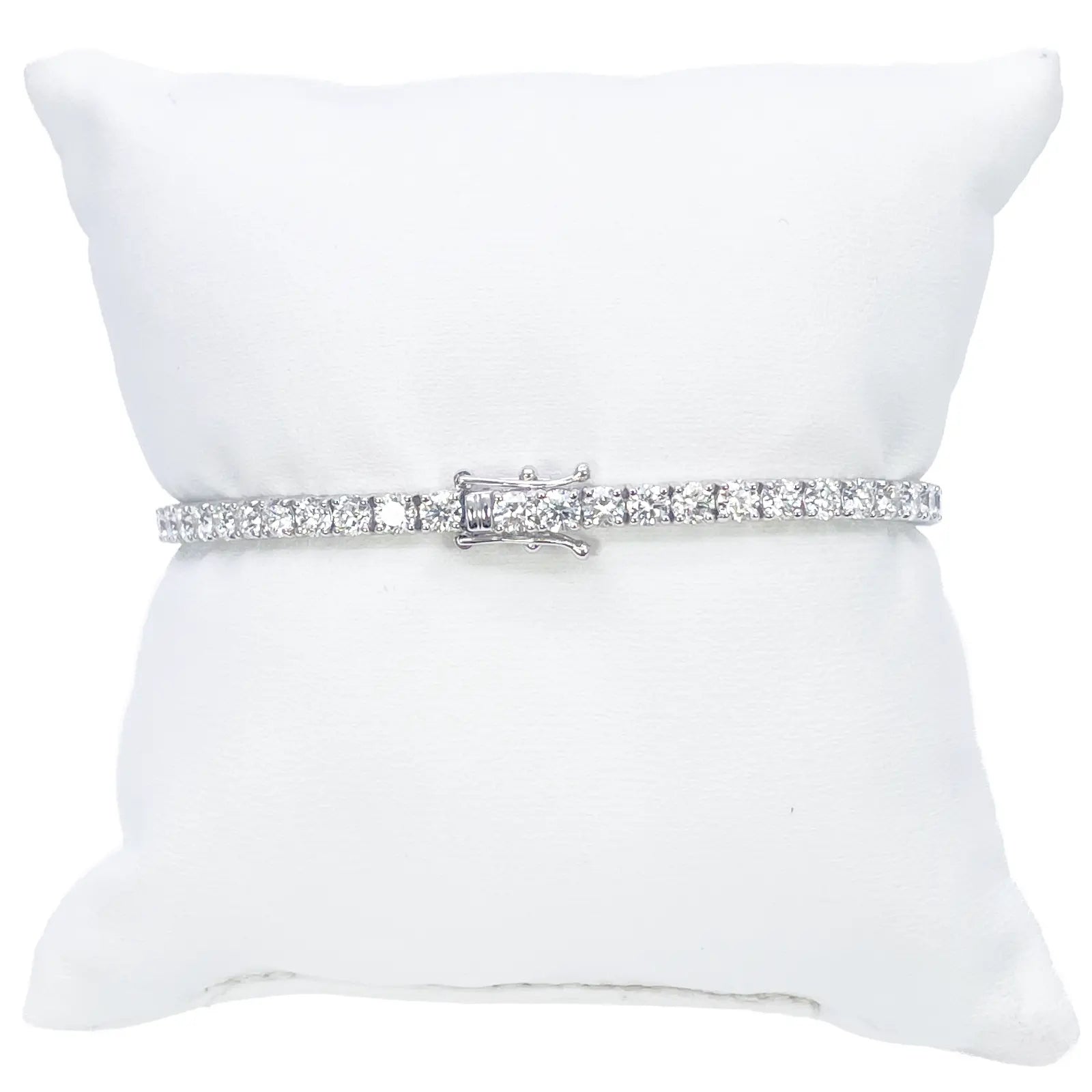 18ct White Gold Natural Diamond 4-Claw Tennis Bracelet 7.03ct 7inches  Diamond Bracelets