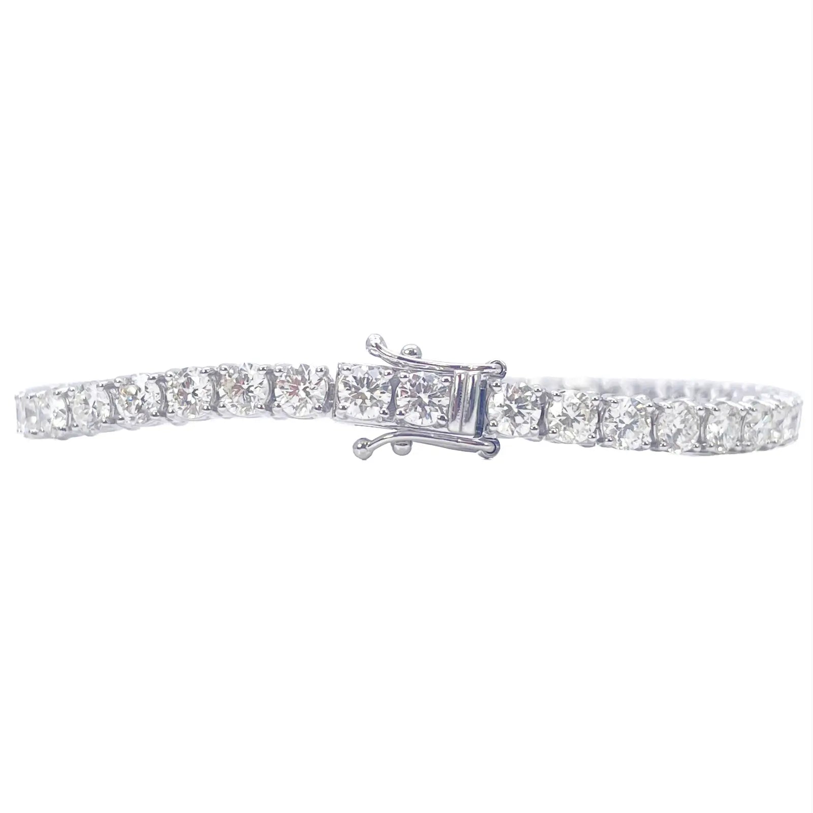 18ct White Gold Natural Diamond 4-Claw Tennis Bracelet 8.45ct 7 Inches  Diamond Bracelets