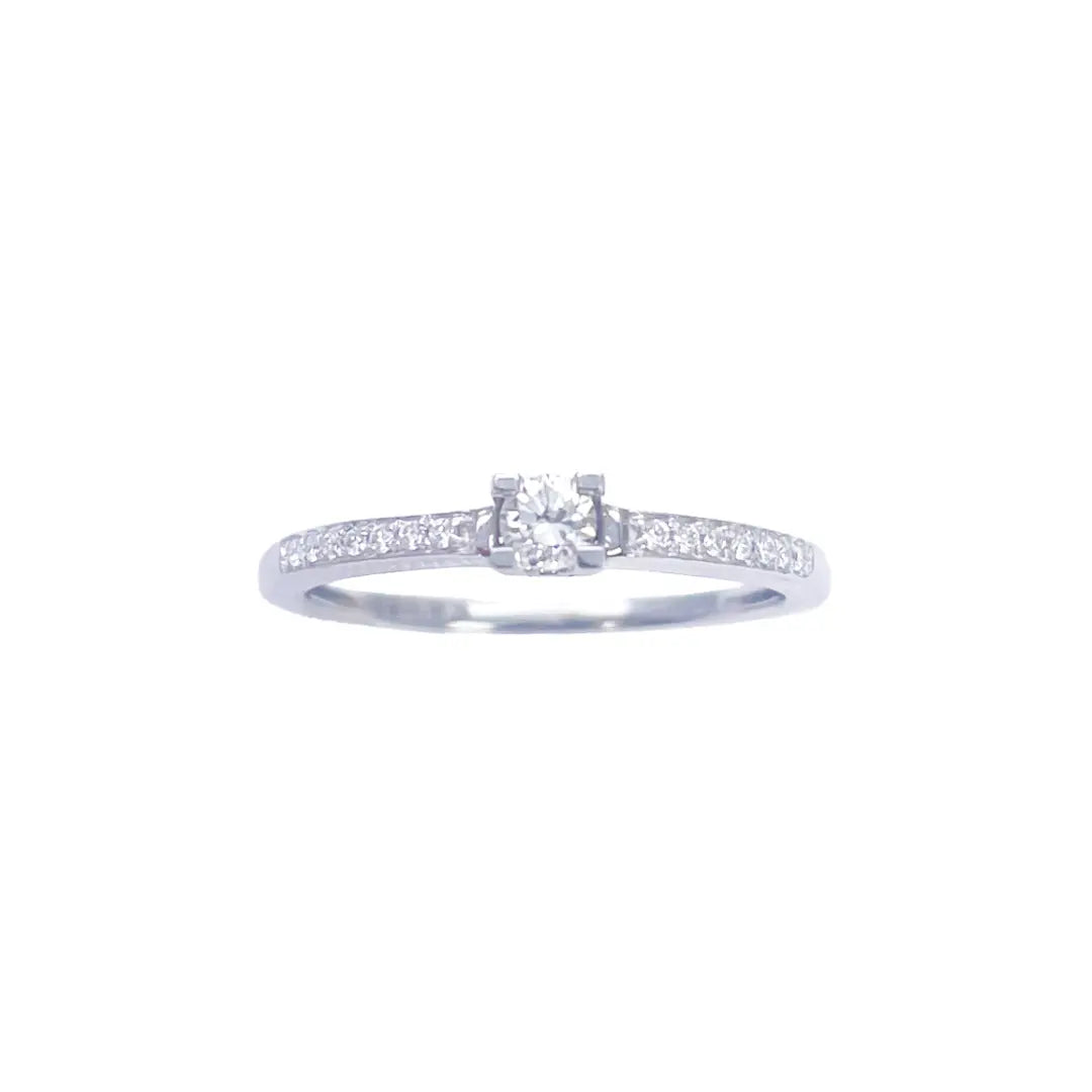 18ct White Gold Round Cut Diamond Engagement Ring 0.15 carats  Diamond Ring