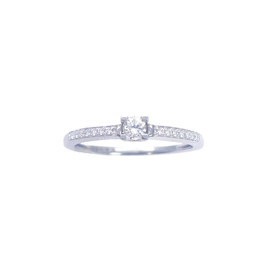 18ct White Gold Round Cut Diamond Engagement Ring 0.15 carats  Diamond Ring