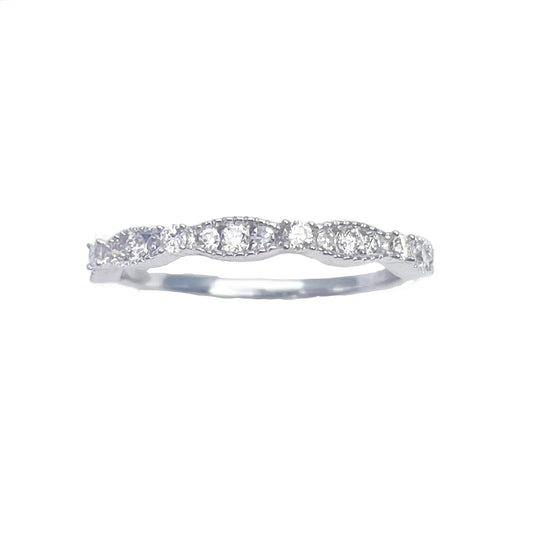 18ct White Gold Round Diamond Half  Eternity Milgrain Band 0.25ct  Diamond Ring