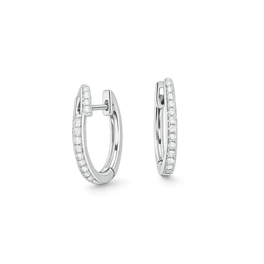 18ct White Gold Small Pave Diamond Hoop Earrings 0.20ct  Diamond bracelet