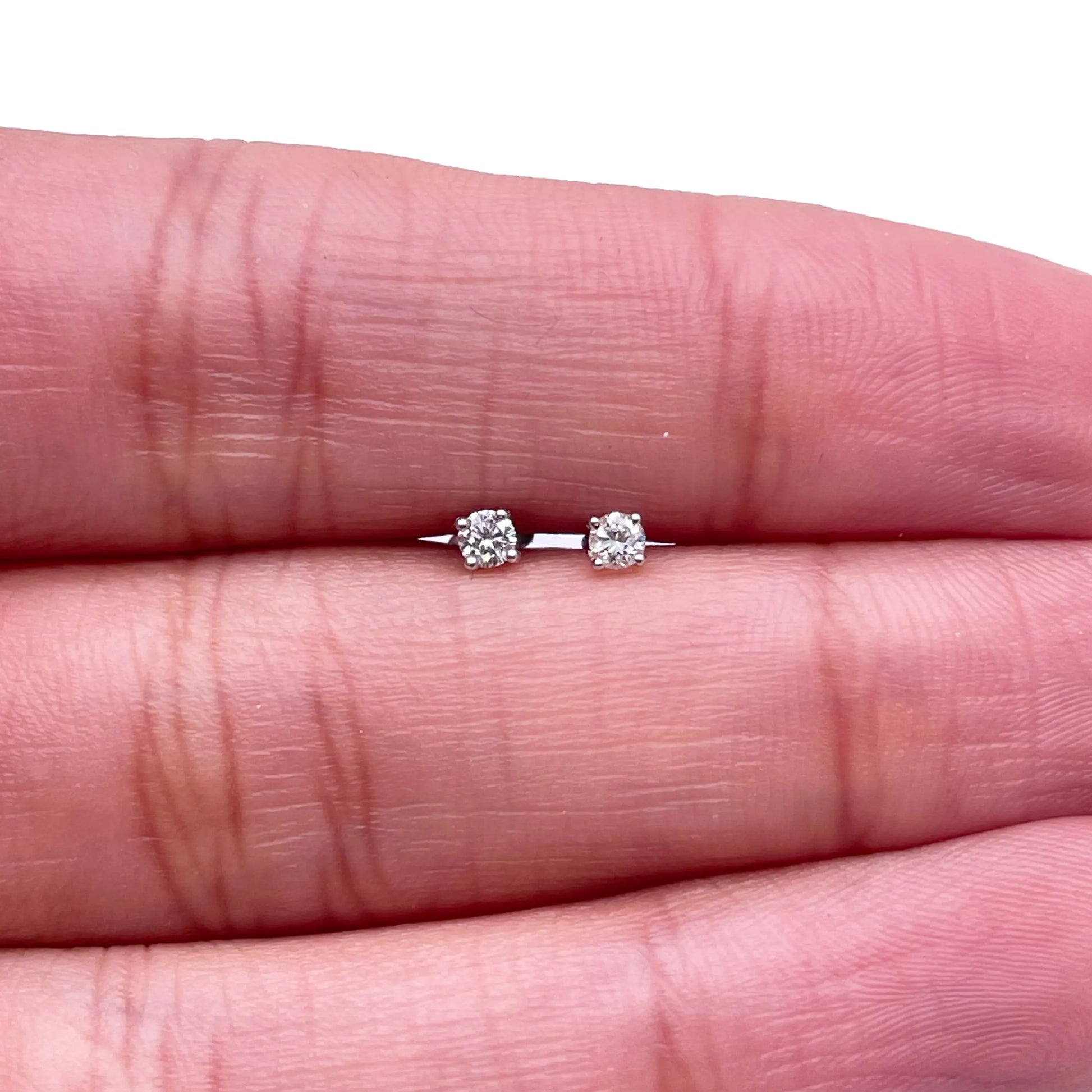 18ct White/Yellow Gold Diamond Children's Earrings 0.10ct Child friendly 