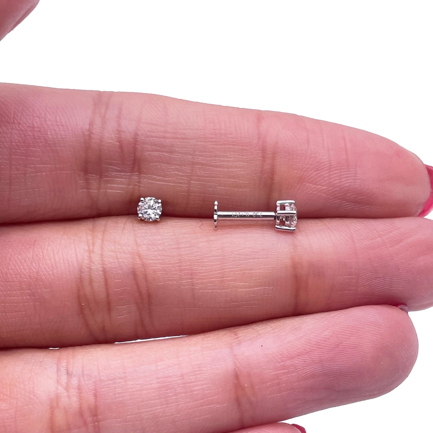 18ct White/Yellow Gold Diamond Solitaire Children's Earrings 0.24ct Child friendly 