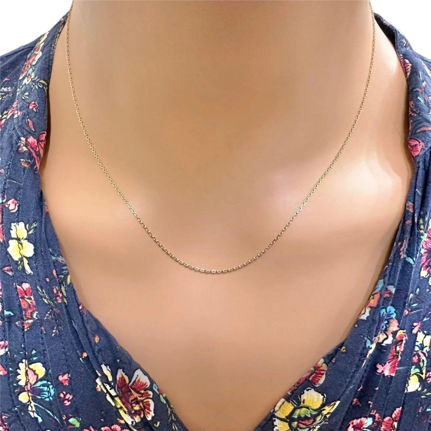18ct Yellow Gold Delicate Diamond Cut Belcher Chain 1.1mm Width 18'' Inch 
