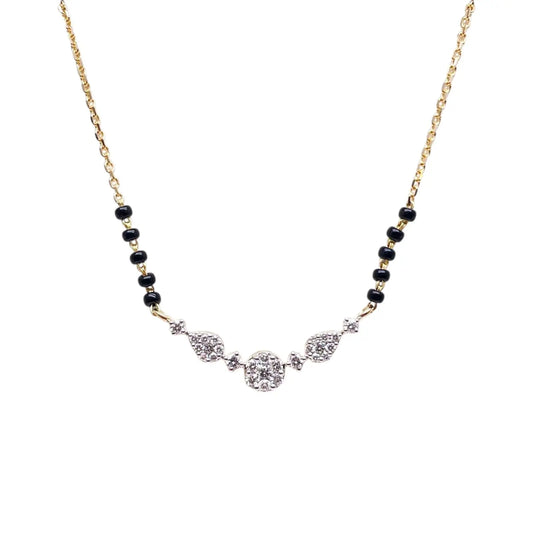 18ct Yellow Gold Natural Diamond 0.51ct Round & Pear Pendant Mangalsutra Necklace IGI Certified  Mangalsutra chain