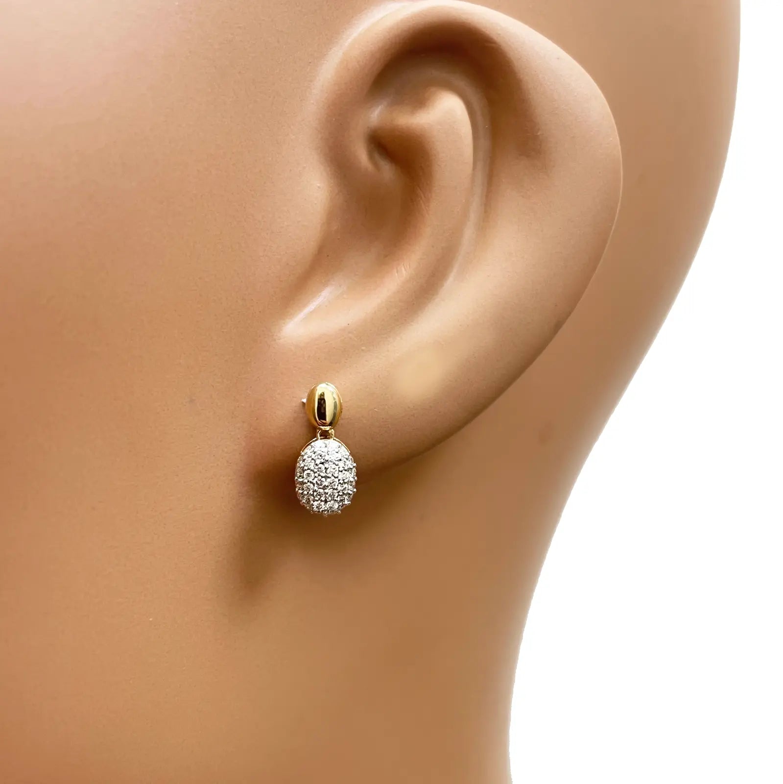 18ct Yellow Gold Natural Diamond Oval Drop/Dangle Stud Earrings 0.30ct 