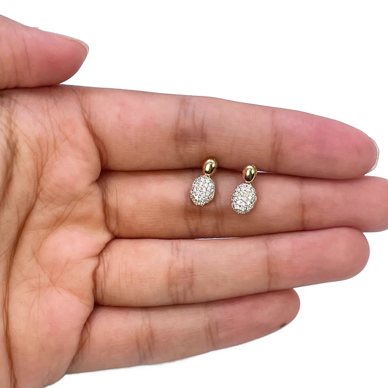 18ct Yellow Gold Natural Diamond Oval Drop/Dangle Stud Earrings 0.30ct 