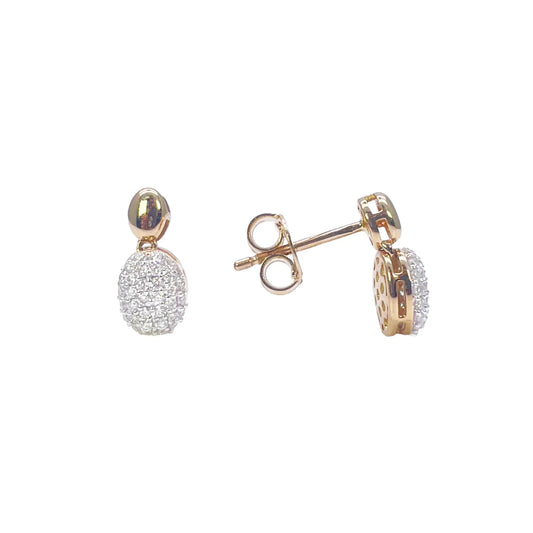 18ct Yellow Gold Natural Diamond Oval Drop/Dangle Stud Earrings 0.30ct  Diamond earring