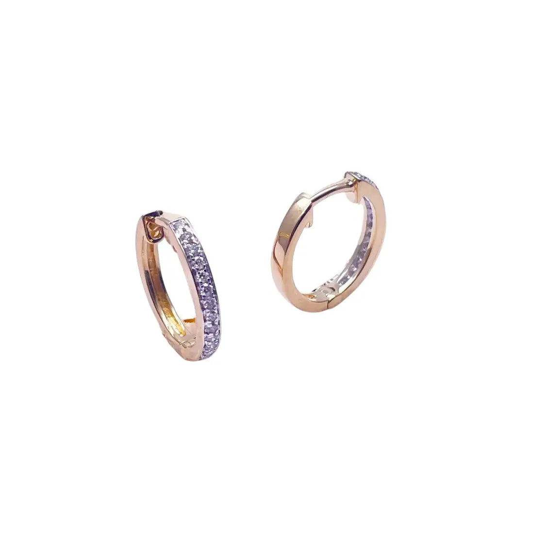 18ct Yellow Gold Natural Diamond Pair of Hoop Huggies Earrings 0.22ct  Diamond earring
