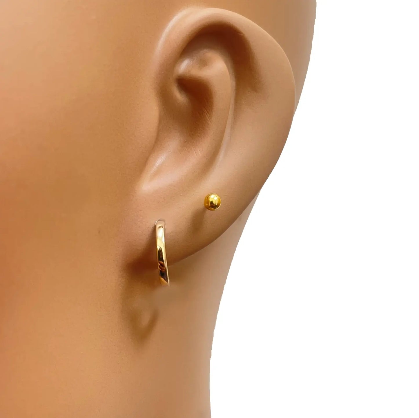 18ct Yellow Gold Pair Of Hoop Huggie Earrings 10mm Diameter 