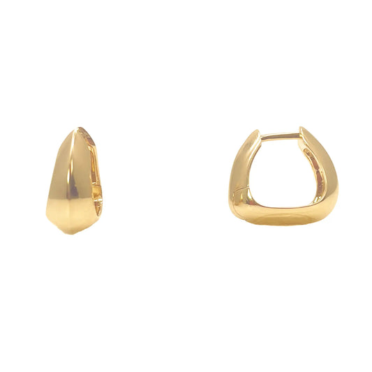 18ct Yellow Gold  Square Hoop Huggie High Polished Minimalist Chic Earrings 