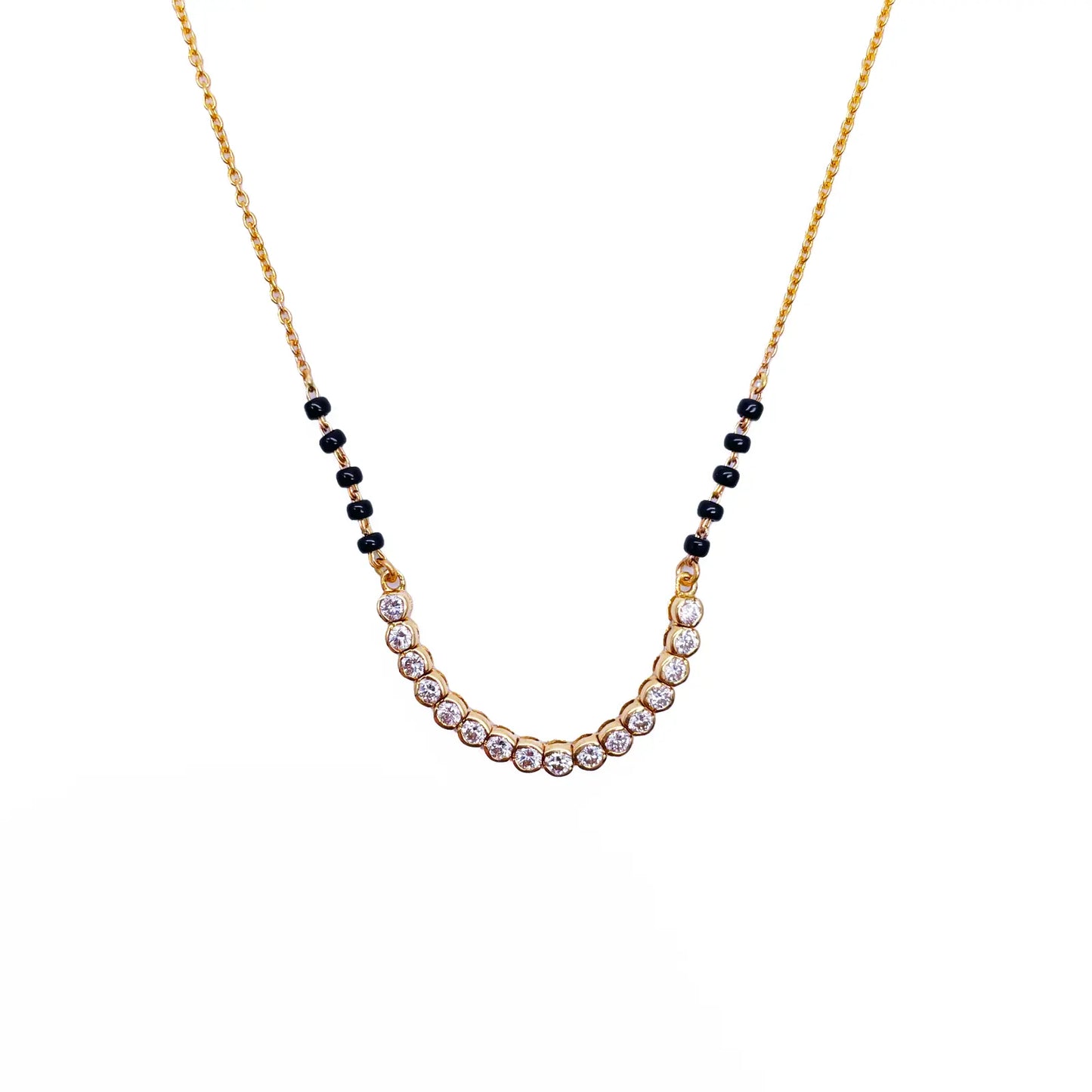 18ct Yellow Gold & Natural Diamonds 0.45ct 10 Beaded Mangalsutra Necklace Chain Hallmarked  Mangalsutra Chains