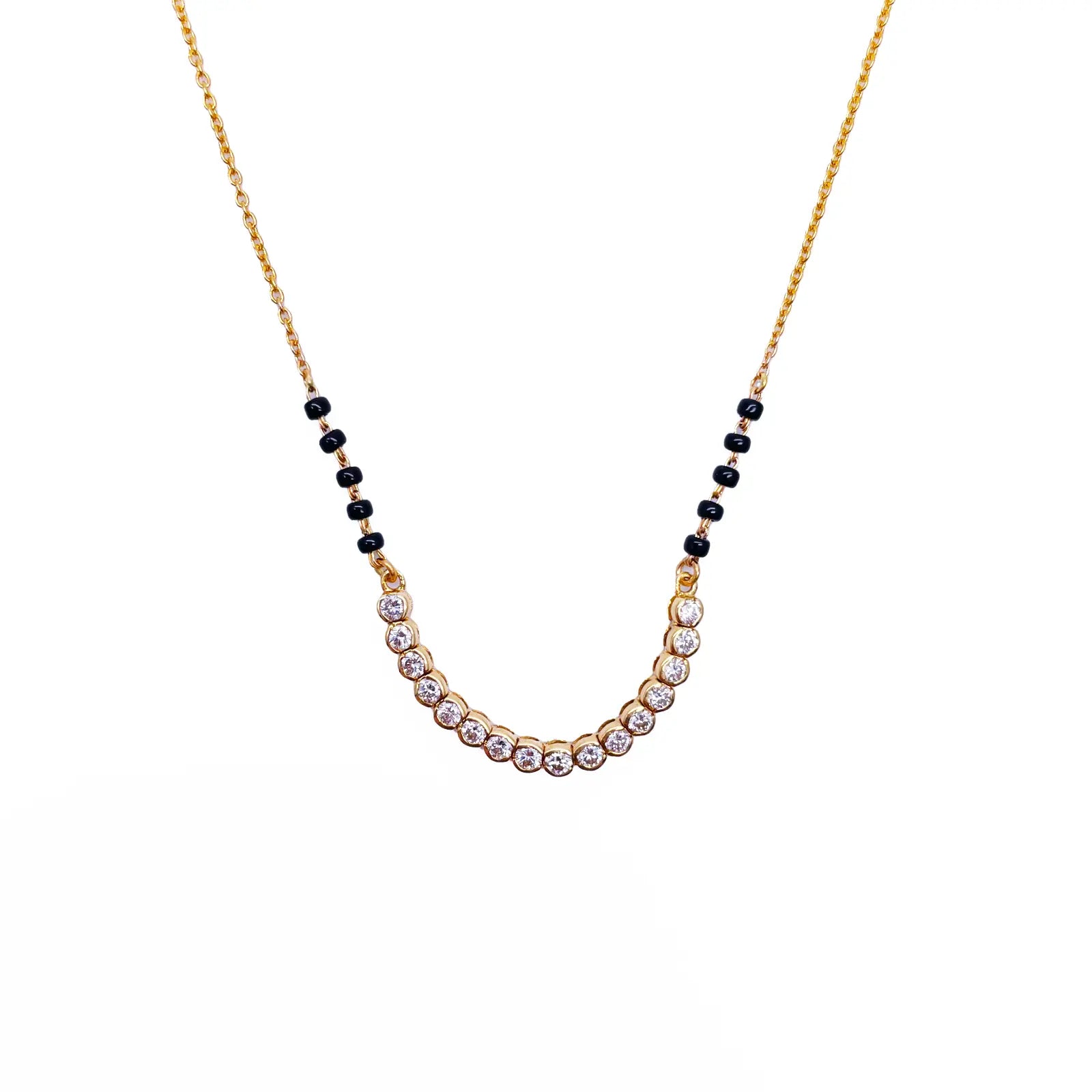 18ct Yellow Gold & Natural Diamonds 0.45ct 10 Beaded Mangalsutra Necklace Chain Hallmarked  Mangalsutra Chains