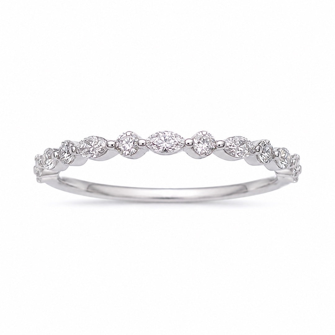 18ct White Gold Natural Diamond Marquise Half Eternity Ring 0.40ct