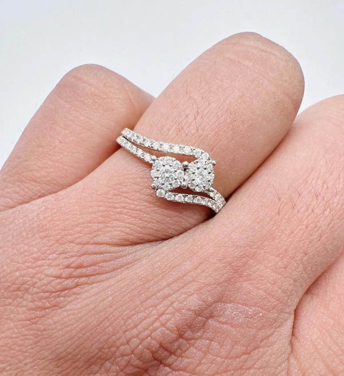 18Carat White Gold Double Row Diamond Cluster Ring 0.40 carats GH SI Hallmark¬† Diamond Ring