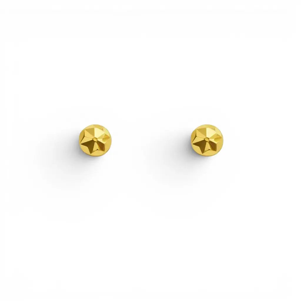 22kt Geelgoud Diamantgeslepen Bloem Ronde Bol Kinder Oorringen 3,6mm