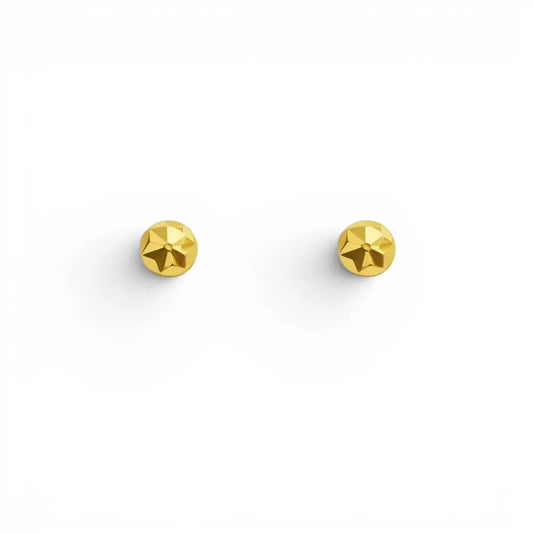 22kt Geelgoud Diamantgeslepen Bloem Ronde Bol Kinder Oorringen 3,6mm