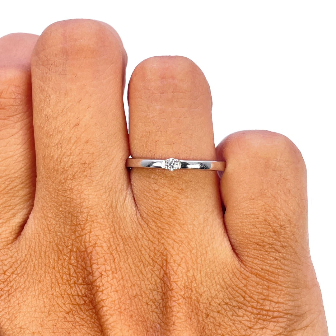 14ct White Gold One Diamond Band 0.05cts 1.7 mm
