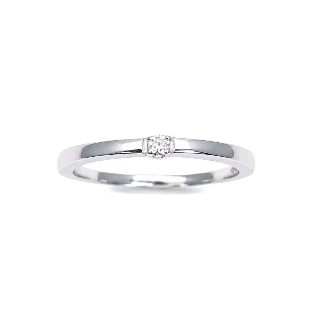 14ct White Gold One Diamond Band 0.05cts 1.7 mm