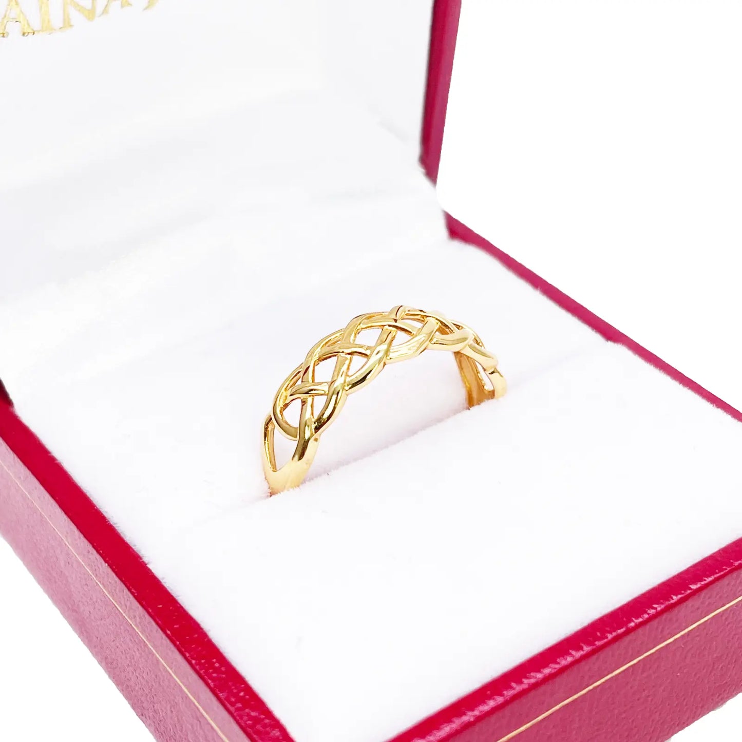 22ct Gold Celtic Knot Ring High Polished Loose Braided Design 6 mm Width Size N 