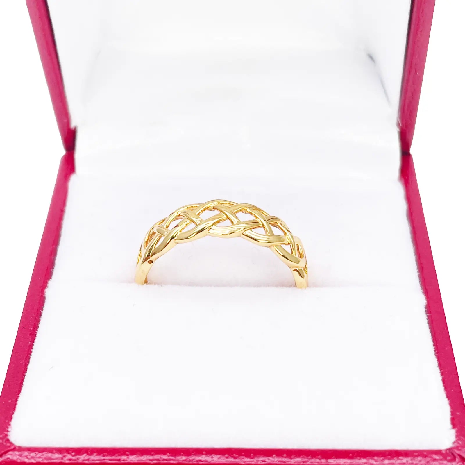 22ct Gold Celtic Knot Ring High Polished Loose Braided Design 6 mm Width Size N 