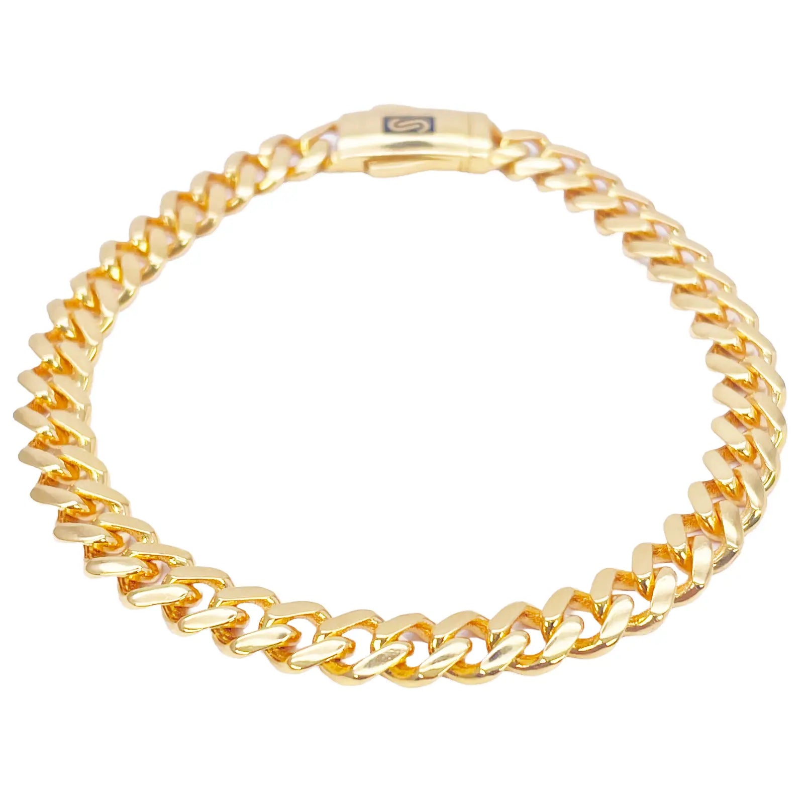 22ct Gold Cuban Bracelet Curb Link Lightweight 8.5 Inches 6.8mm Wide  Diamond Bracelets