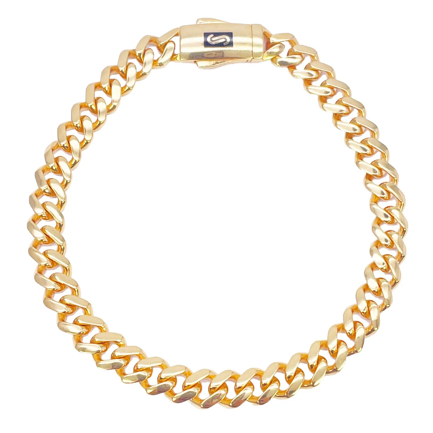22ct Gold Cuban Bracelet Curb Link Lightweight 8.5 Inches 6.8mm Wide  Diamond Bracelets