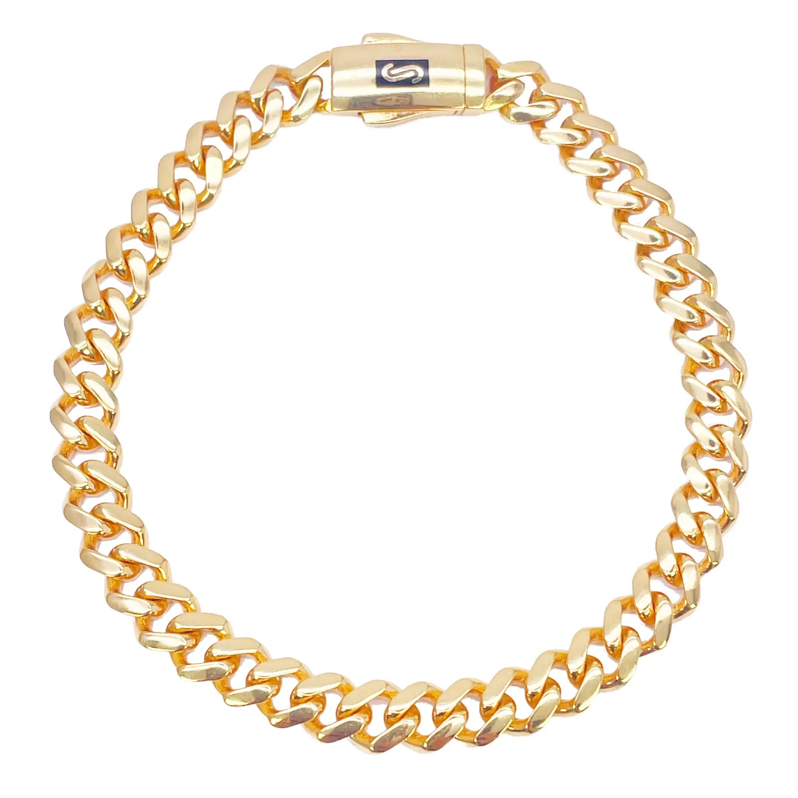 22ct Gold Cuban Bracelet Curb Link Lightweight 8.5 Inches 6.8mm Wide  Diamond Bracelets