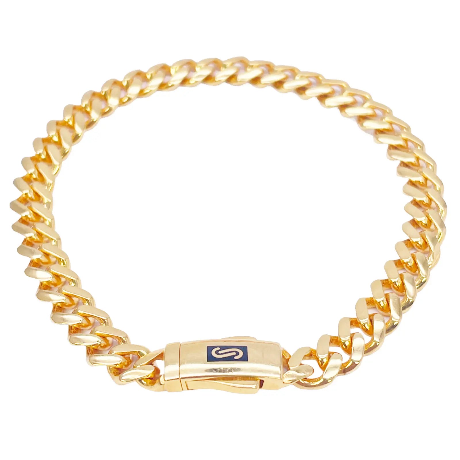 22ct Gold Cuban Bracelet Curb Link Lightweight 8.5 Inches 6.8mm Wide  Diamond Bracelets