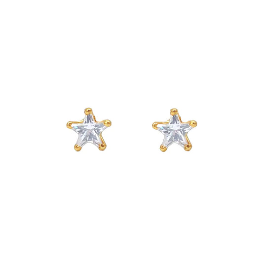 22ct Gold Cubic Zirconia Star Childrens Stud Earrings 4.8mm 